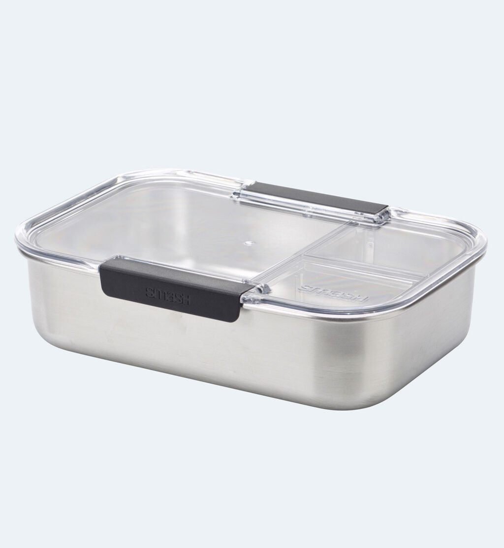 1.1L Aluminum Bento Lunch Box with Divider White