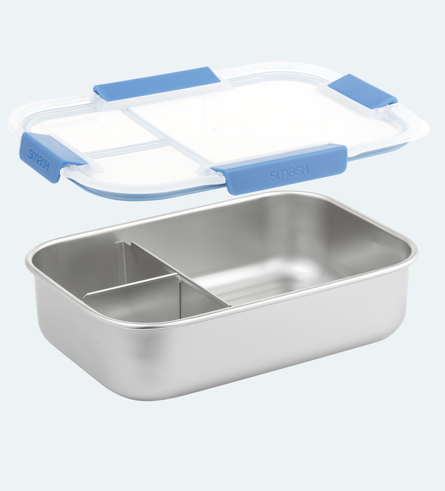 Microwave Safe Stainless Steel Lunch Box 1.3L 3 Compartment Blue